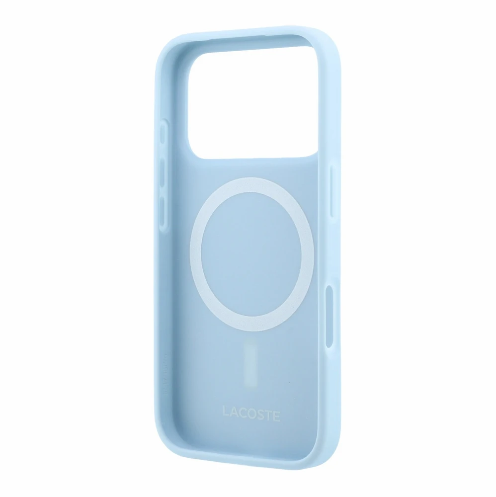 Dėklas Lacoste PVC Iconic Petit Pique Metal Logo MagSafe Case for iPhone 18 Pro Mėlyna