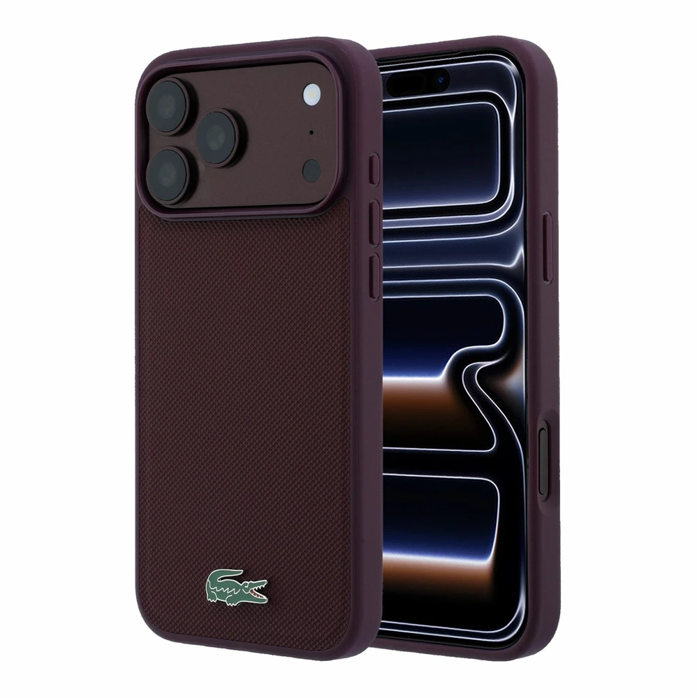 Dėklas Lacoste PVC Iconic Petit Pique Metal Logo MagSafe Case for iPhone 18 Pro Max Burgundy