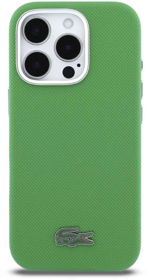 Lacoste PVC Iconic Petit Pique Metal Logo MagSafe dėklas skirtas Apple iPhone 16 Pro Max Estragon Žalias