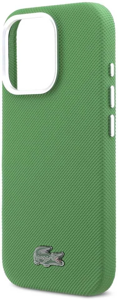 Lacoste PVC Iconic Petit Pique Metal Logo MagSafe dėklas skirtas Apple iPhone 16 Pro Estragon Žalias