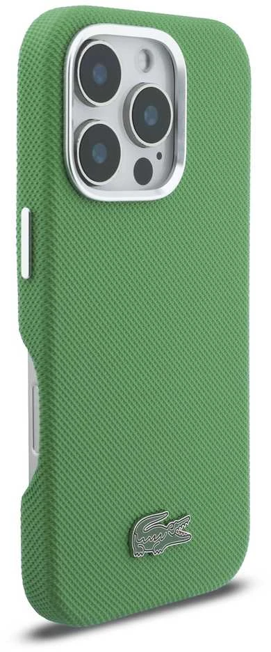 Lacoste PVC Iconic Petit Pique Metal Logo MagSafe dėklas skirtas Apple iPhone 16 Pro Max Estragon Žalias