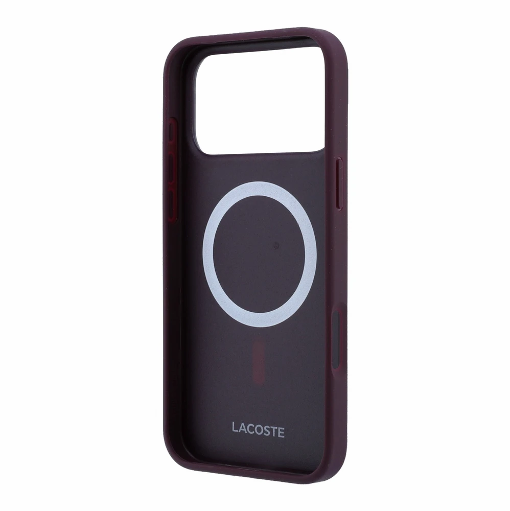 Dėklas Lacoste PVC Iconic Petit Pique Metal Logo MagSafe Case for iPhone 18 Pro Burgundy