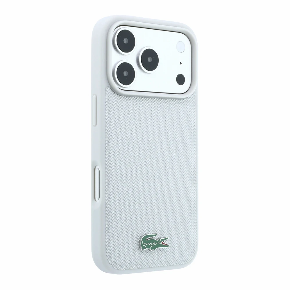 Dėklas Lacoste PVC Iconic Petit Pique Metal Logo MagSafe Case for iPhone 18 Pro Light Pilkas