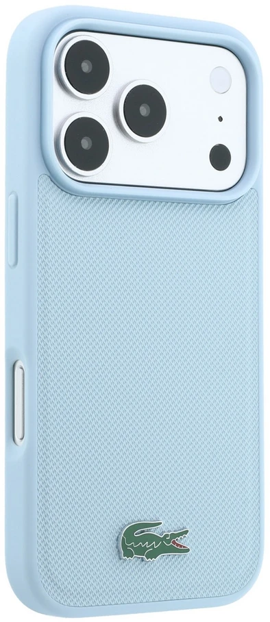 Lacoste PVC Iconic Petit Pique metaliniu logotipu papuoštas MagSafe dėklas, skirtas iPhone 18 Pro Max, mėlynas