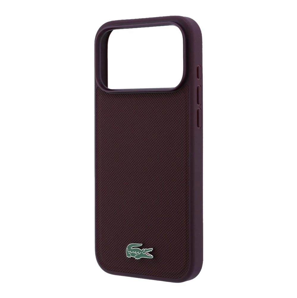 Dėklas Lacoste PVC Iconic Petit Pique Metal Logo MagSafe Case for iPhone 18 Pro Burgundy