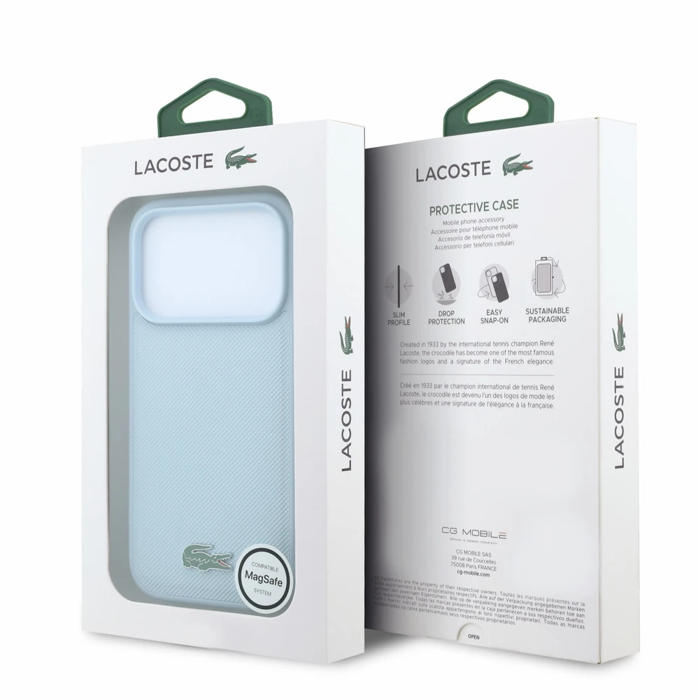 Dėklas Lacoste PVC Iconic Petit Pique Metal Logo MagSafe Case for iPhone 18 Pro Mėlyna