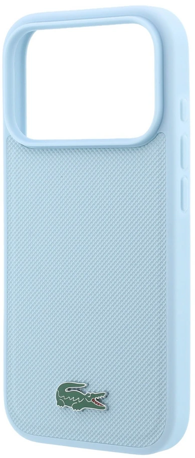 Lacoste PVC Iconic Petit Pique metaliniu logotipu papuoštas MagSafe dėklas, skirtas iPhone 18 Pro Max, mėlynas