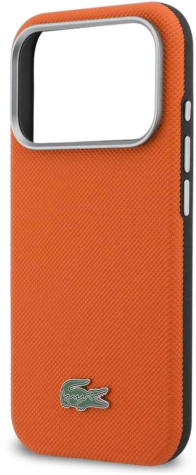 Lacoste PVC Petit Pique pusiau uždengiantis MagSafe dėklas, skirtas iPhone 17 Pro, oranžinis