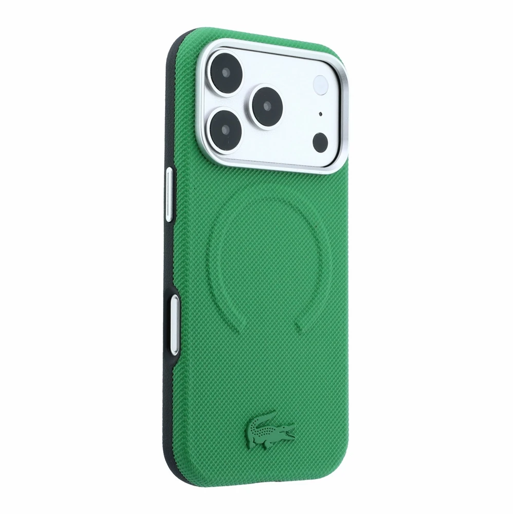 Lacoste PVC Petit Pique Semi Wrap Embossed MagSafe Dėklas skirtas iPhone 18 Pro Max Estragon