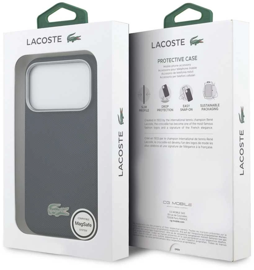 Lacoste PVC Petit Pique Semi Wrap MagSafe dėklas skirtas Apple iPhone 17 Pro Navy