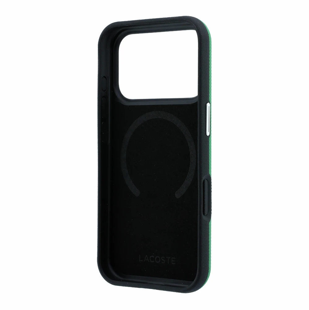 Lacoste PVC Petit Pique Semi Wrap Embossed MagSafe Dėklas skirtas iPhone 18 Pro Max Estragon