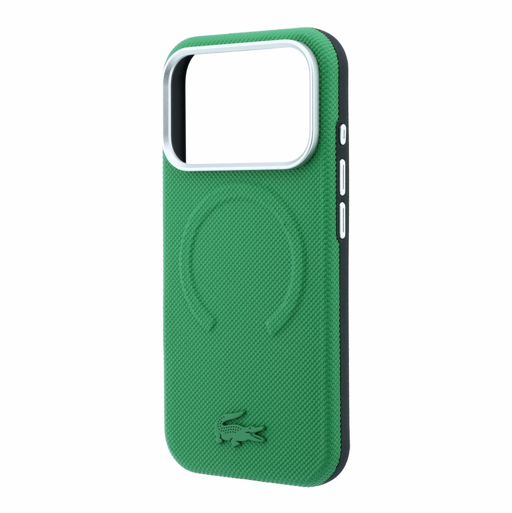 Lacoste PVC Petit Pique Semi Wrap Embossed MagSafe Dėklas skirtas iPhone 18 Pro Max Estragon