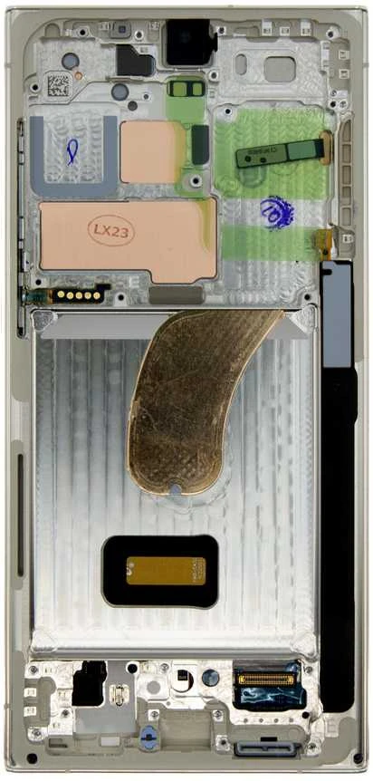 LCD ekranas + jutiklinis blokas + priekinis dangtelis „Samsung S918 Galaxy S23 Ultra Kreminis“ (pakeitimų paketas)