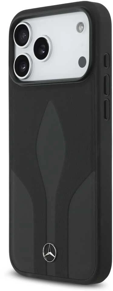 Dėklas Mercedes Leather The Move MagSafe skirtas Apple iPhone 17 Pro Max juodos spalvos