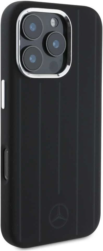 IPHONE 16 PRO Mercedes Silikoninis Vertical Tonal Stripes MagSafe (MEHMP16L23SUVSK) dėklas telefonui juodos spalvos