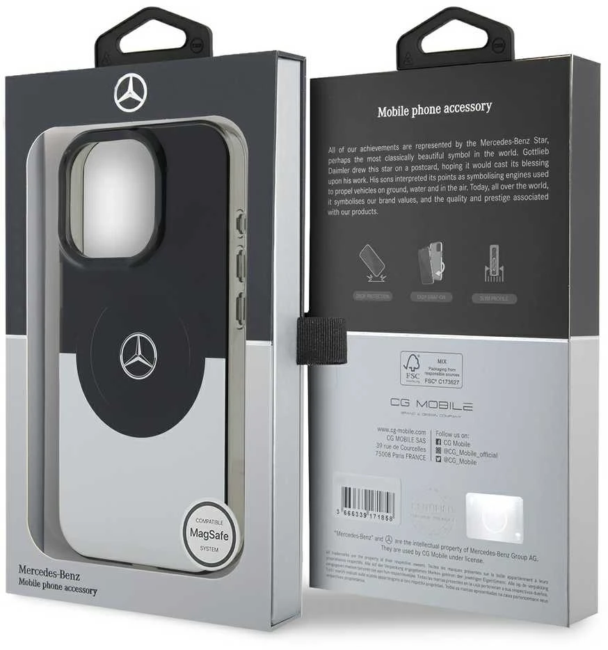 Mercedes MEHMP16L23HBIGK Apple iPhone 16 Pro 6.3" dėklas telefonui sidabro spalvos Double Layer BiColor MagSafe