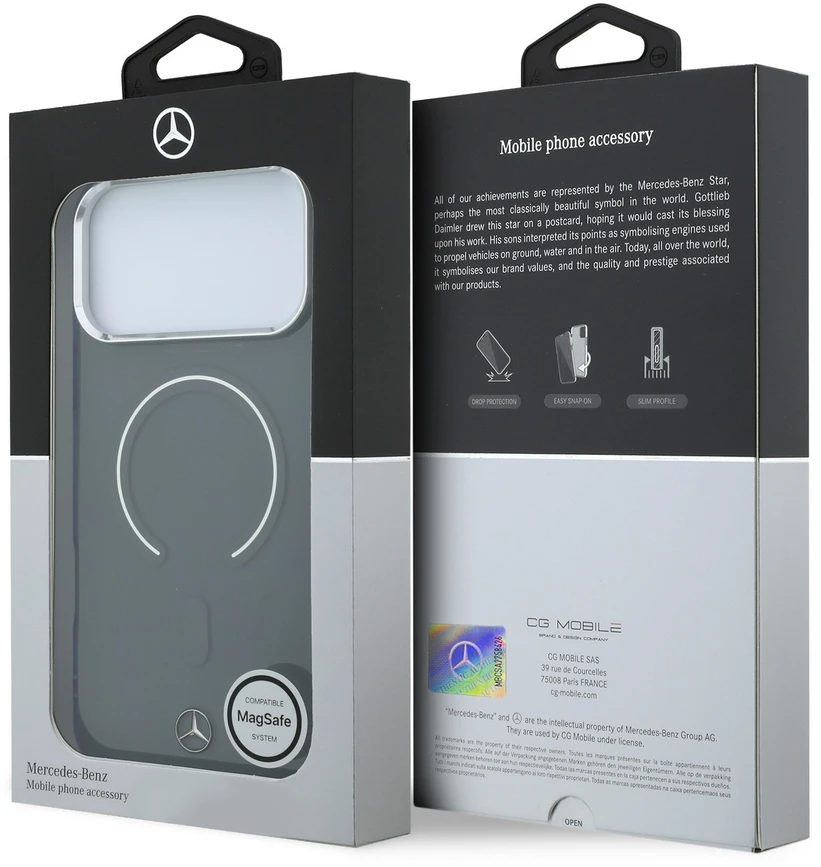Mercedes PC/TPU dvigubo sluoksnio MagSafe dėklas, skirtas iPhone 18 Pro, antracito/mėlynos spalvos