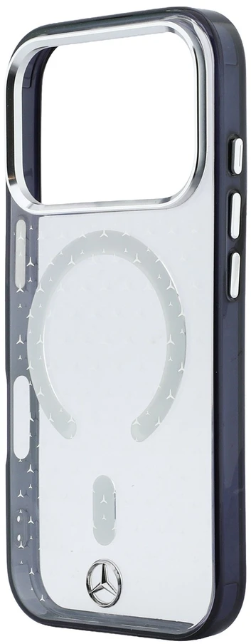 Mercedes PC/TPU Star Pattern MagSafe dėklas, skirtas iPhone 18 Pro Max, skaidrus/juodas
