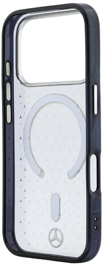 Mercedes PC/TPU Star Pattern MagSafe dėklas, skirtas iPhone 18 Pro Max, skaidrus/juodas