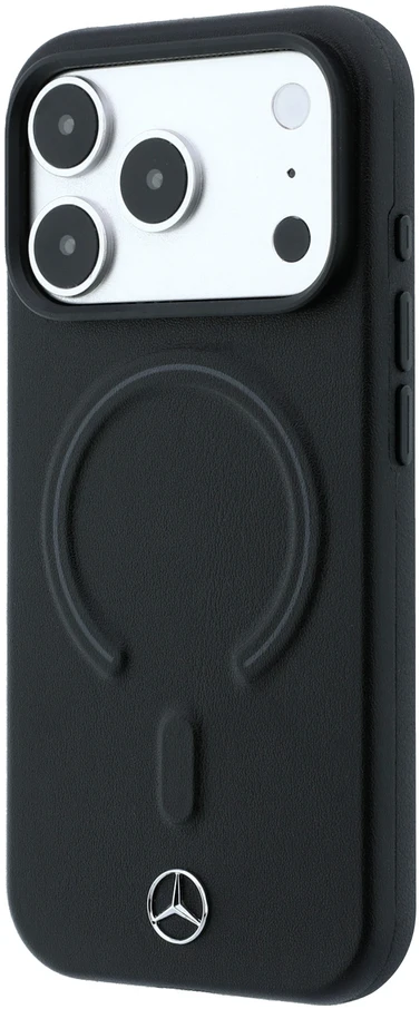 Dėklas Mercedes Leather 3D MagSafe Case for iPhone 18 Pro Max / 17 Pro Max - Juodas
