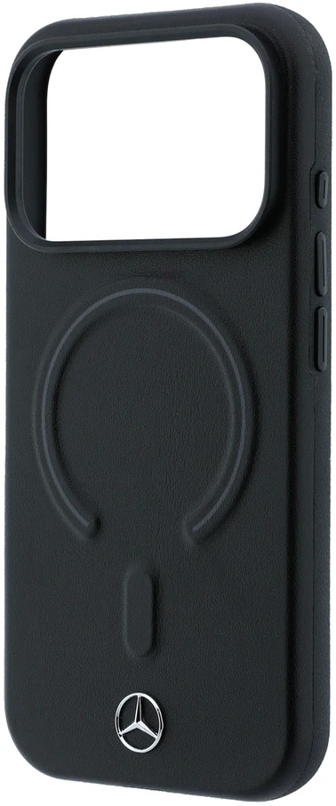 Dėklas Mercedes Leather 3D MagSafe Case for iPhone 18 Pro Max / 17 Pro Max - Juodas