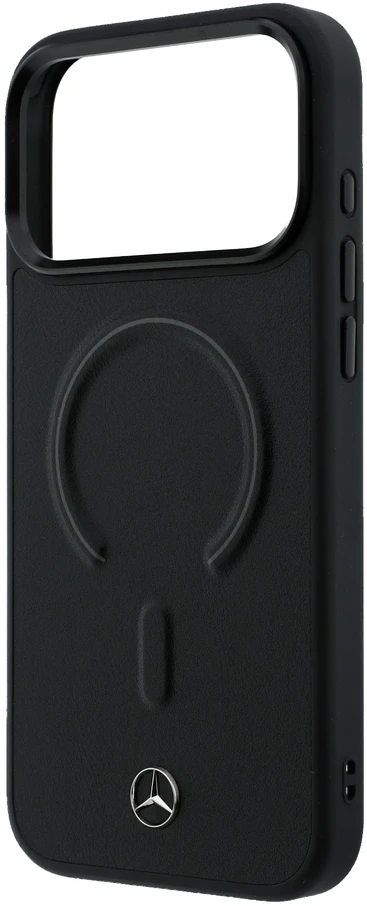 Mercedes PU odos 3D MagSafe dėklas skirtas iPhone 17 Pro Max juodos spalvos