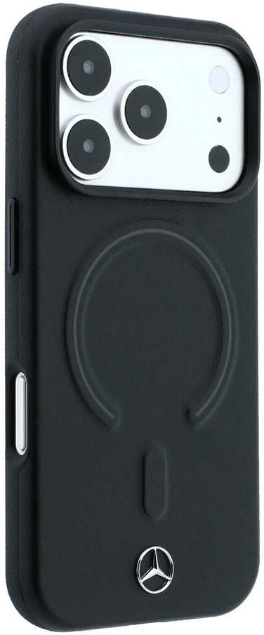 Dėklas Mercedes Leather 3D MagSafe Case for iPhone 18 Pro Max / 17 Pro Max - Juodas