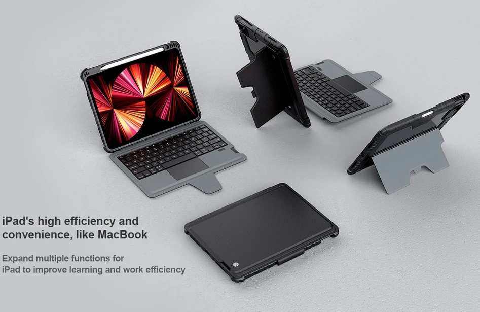 Nillkin Bumper Combo Keyboard Case for iPad Air 4/5/10.9 2020/11 2024/2025/2026/Pro 11 2020/2021/2022 Juodas