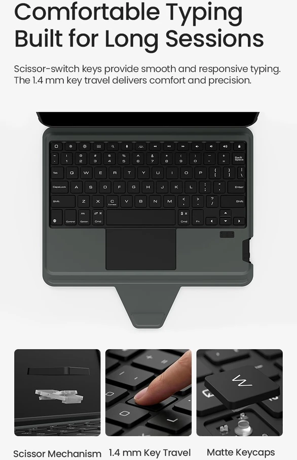 Nillkin Bumper Combo PRO klaviatūros dėklas (apšviečiama versija), skirtas iPad Air 4/5/ 10.9 2020/ 11 24/25/26/ Pro 11 20/21/22, juodas