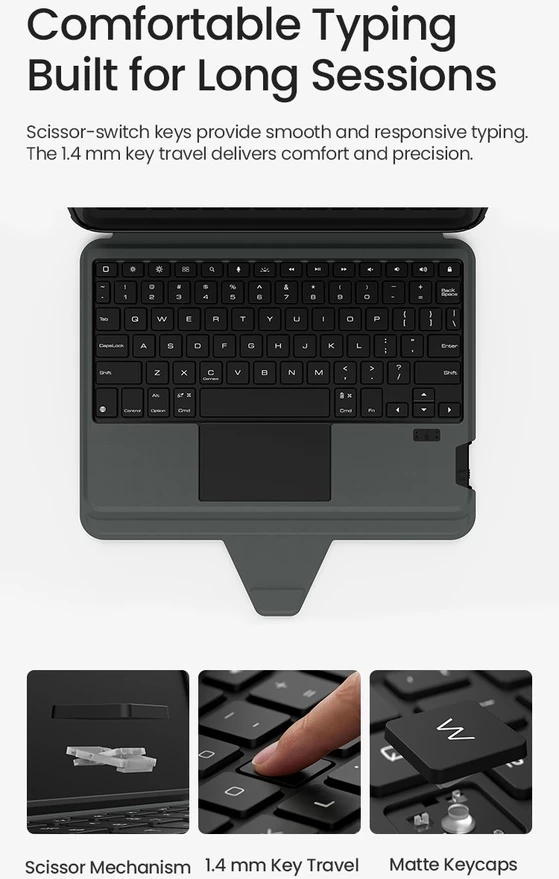 Nillkin Bumper Combo PRO Keyboard Dėklas (Backlit Version) skirtas iPad 10.9./11 2025 juodos spalvos
