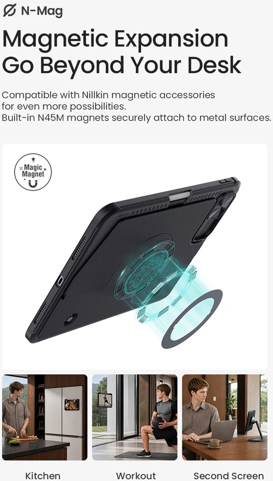 Nillkin Bumper Combo PRO Keyboard Dėklas (Backlit Version) skirtas iPad 10.9./11 2025 juodos spalvos