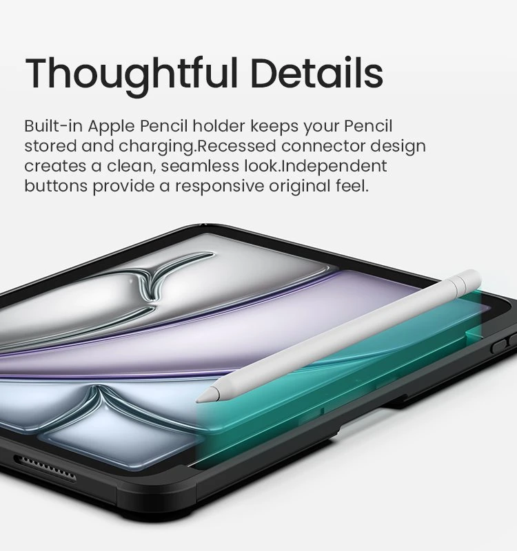 Nillkin Bumper Combo PRO klaviatūros dėklas (apšviečiama versija), skirtas iPad Air 4/5/ 10.9 2020/ 11 24/25/26/ Pro 11 20/21/22, juodas