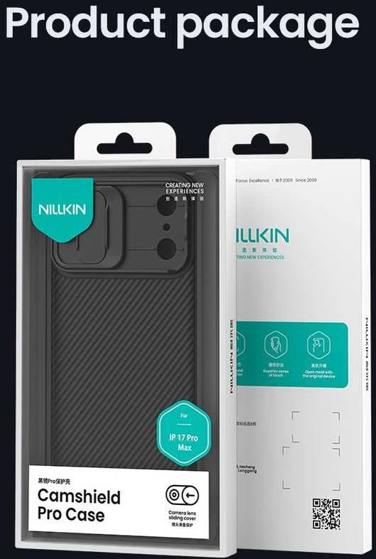 Nillkin CamShield PRO dėklas skirtas Apple iPhone 17 Pro Max juodos spalvos