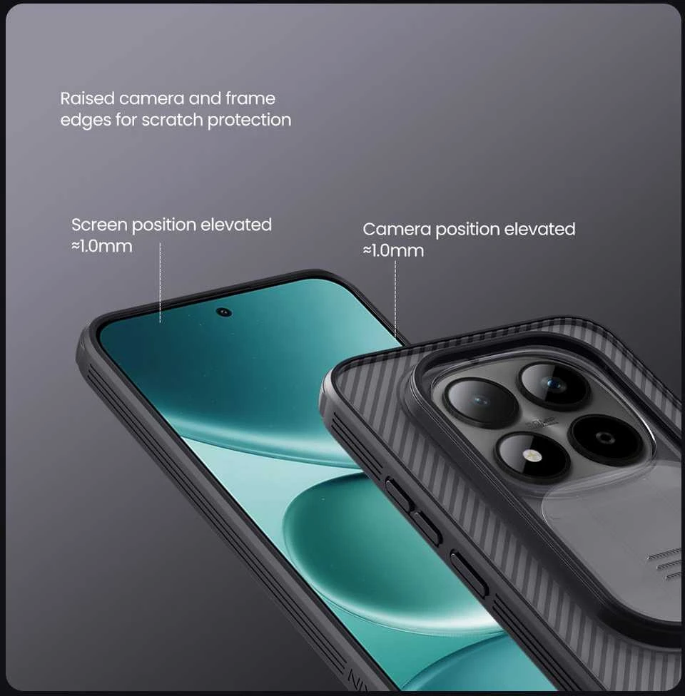 Nillkin CamShield PRO Hard dėklas skirtas Xiaomi Redmi Note 15 Pro 5G Transparent Juodas