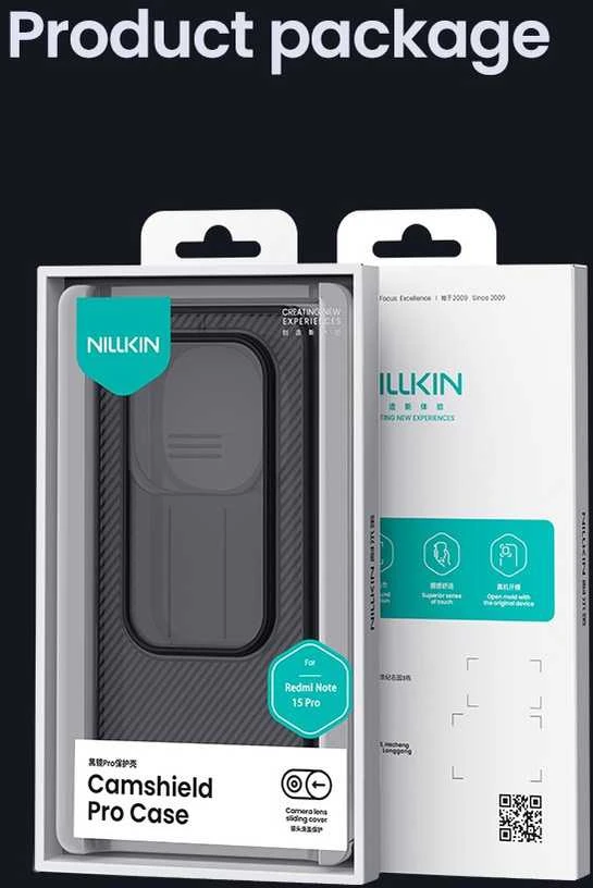 Nillkin CamShield PRO Hard dėklas skirtas Xiaomi Redmi Note 15 Pro 5G Transparent Juodas