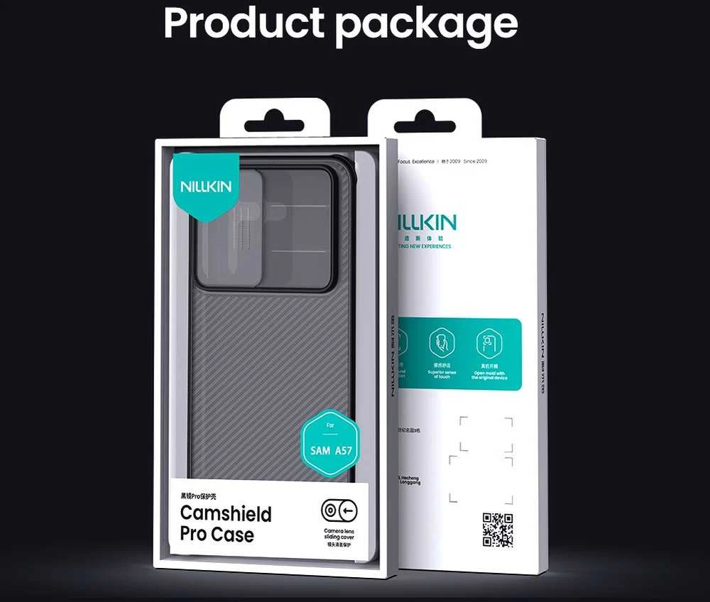 Nillkin CamShield PRO Hard dėklas skirtas Samsung Galaxy A57 skaidrus juodos spalvos