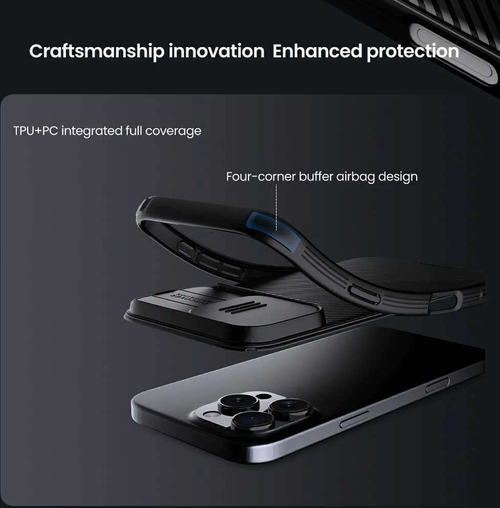 Nillkin CamShield PRO Hard Apple iPhone 16 Pro dėklas telefonui juodos spalvos