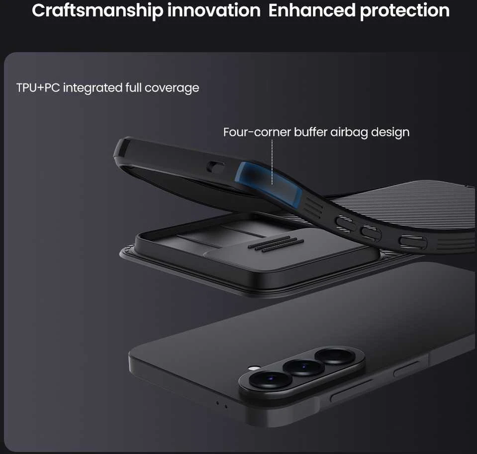 Nillkin CamShield PRO Hard dėklas skirtas Samsung Galaxy A57 juodos spalvos