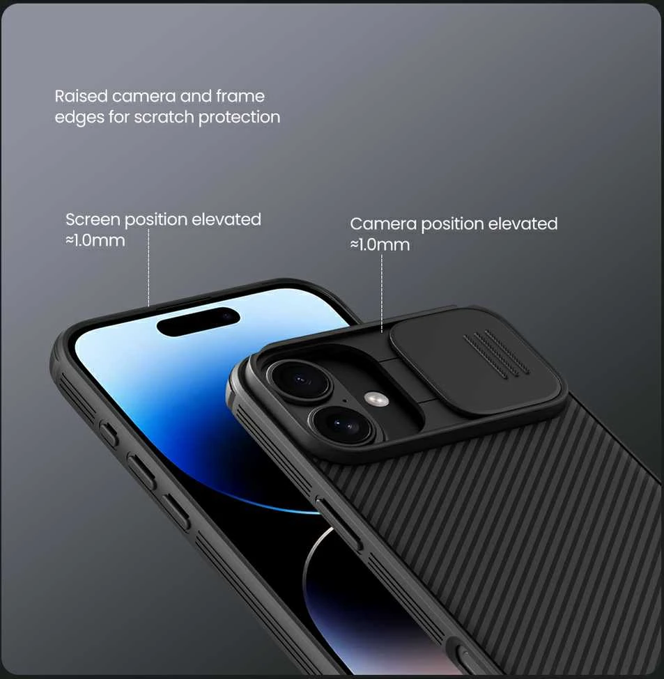 Nillkin CamShield PRO Hard Apple iPhone 16 dėklas telefonui juodos spalvos