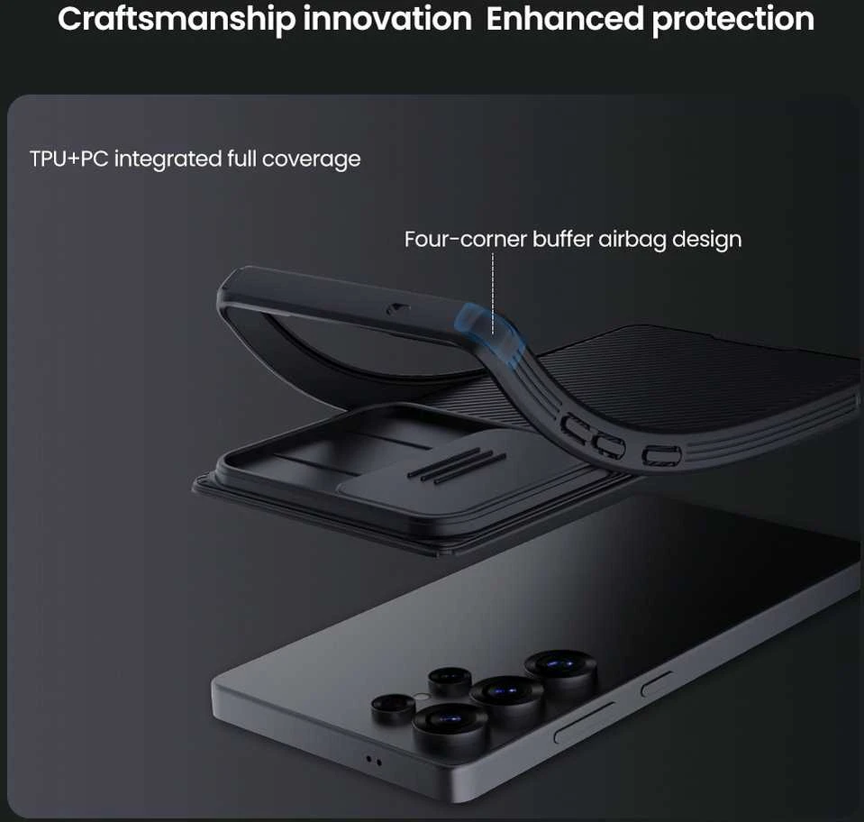 Nillkin CamShield PRO Magnetic Hard dėklas skirtas Samsung Galaxy S25 Ultra juodos spalvos