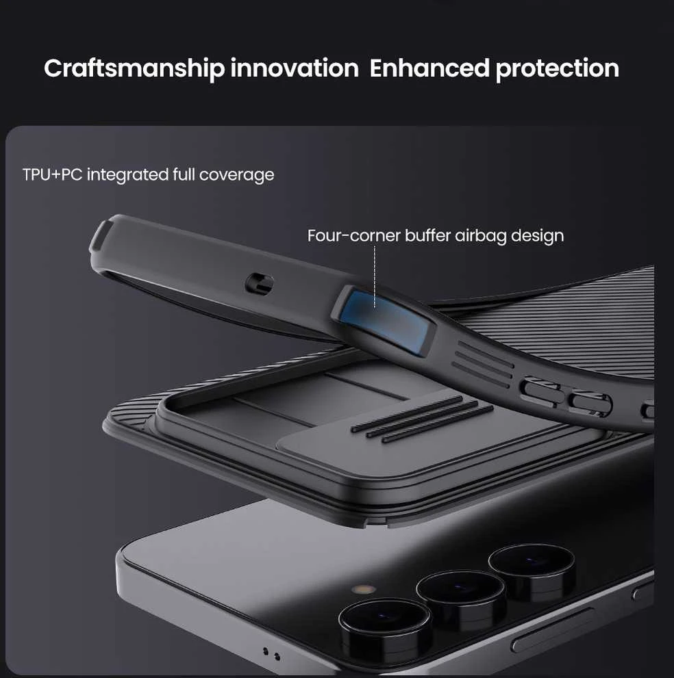 Nillkin CamShield PRO Magnetic Hard dėklas skirtas Samsung Galaxy S25 FE juodos spalvos