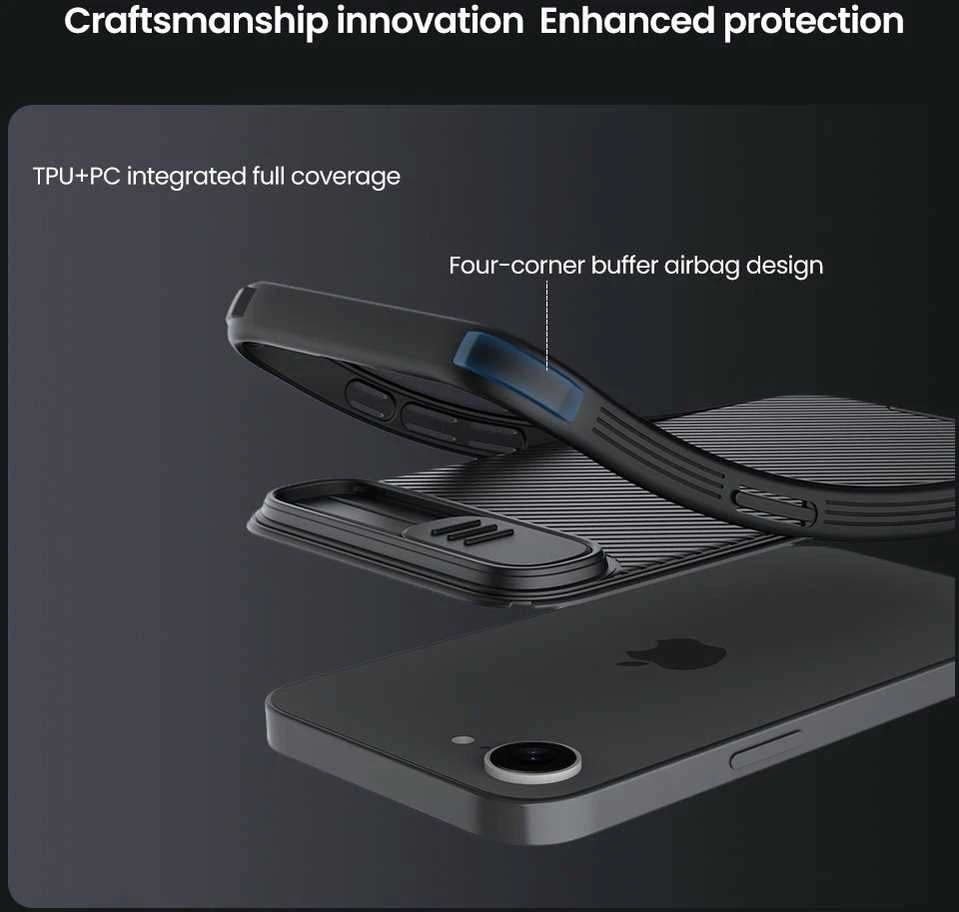 Nillkin CamShield Pro Magnetic Apple iPhone 16e – dėklas telefonui juodos spalvos
