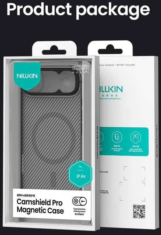 Nillkin CamShield PRO Magnetic Hard dėklas skirtas Apple iPhone Air skaidrus juodos spalvos