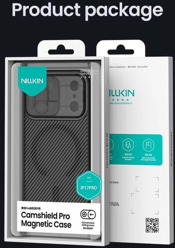 Nillkin CamShield PRO Magnetic Hard dėklas skirtas Apple iPhone 17 Pro skaidrus juodos spalvos