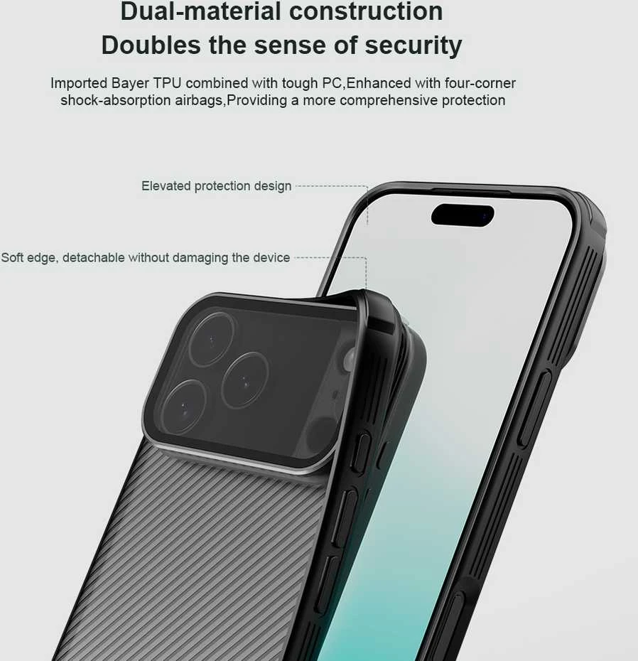 Nillkin CamShield Prop dėklas skirtas Apple iPhone 17 Pro 17 Pro Max skaidrus juodos spalvos
