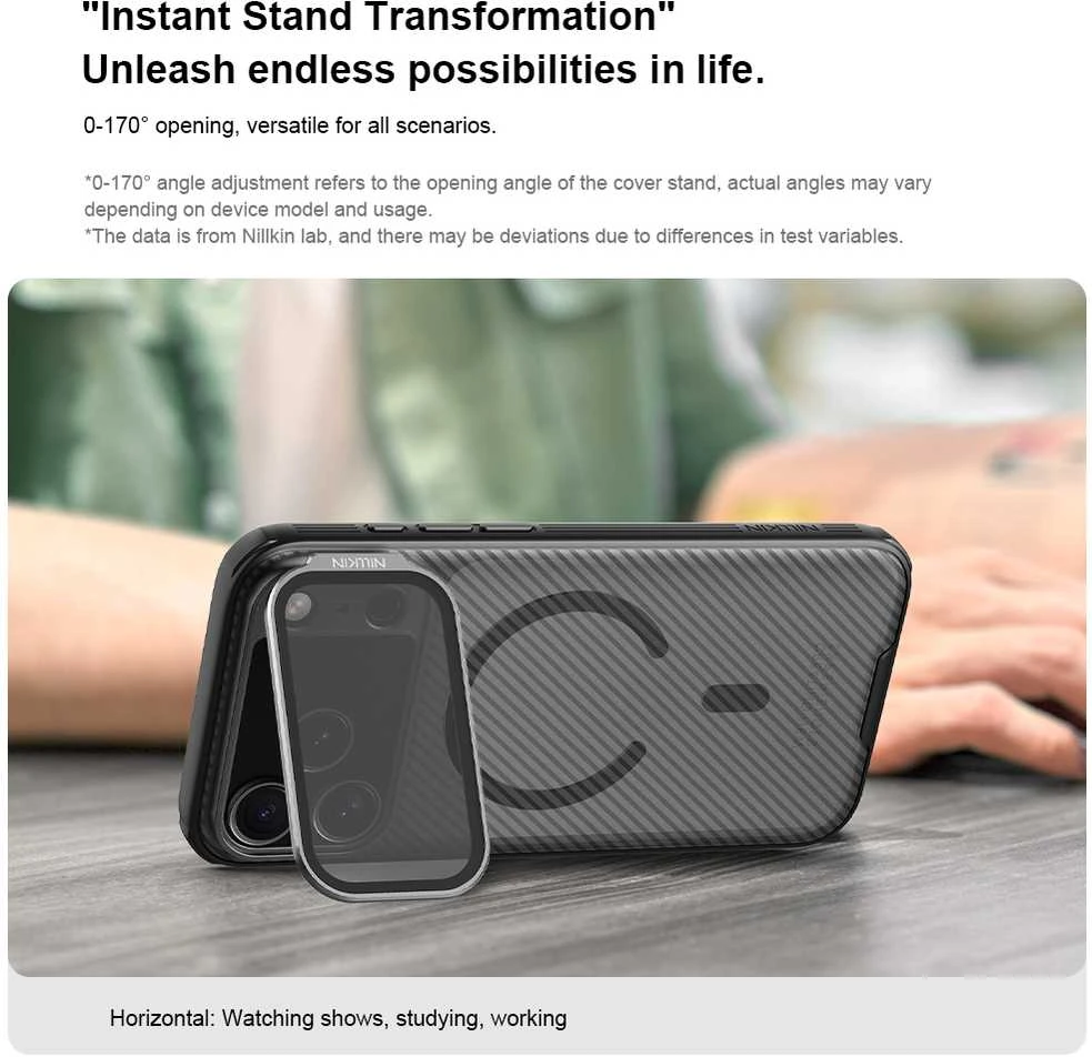 Nillkin CamShield Prop Magnetic dėklas skirtas Apple iPhone 17 Pro Max skaidrus juodos spalvos