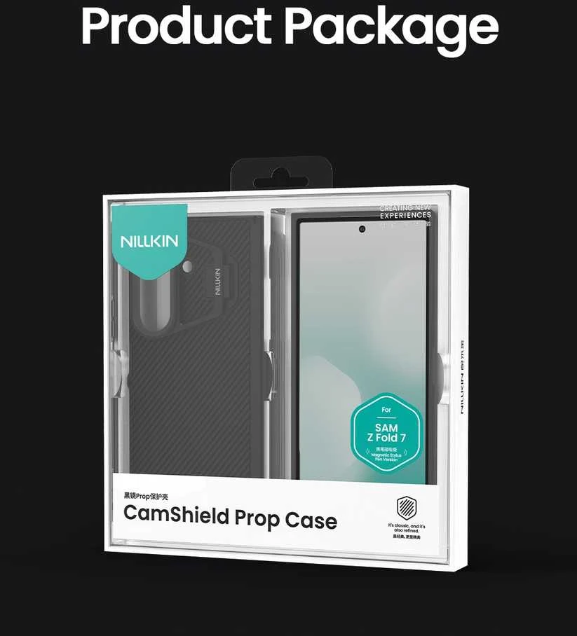 Nillkin CamShield Prop Magnetic Pen Slot (Transparent Lens) dėklas skirtas Samsung Galaxy Z Fold 7 juodos spalvos
