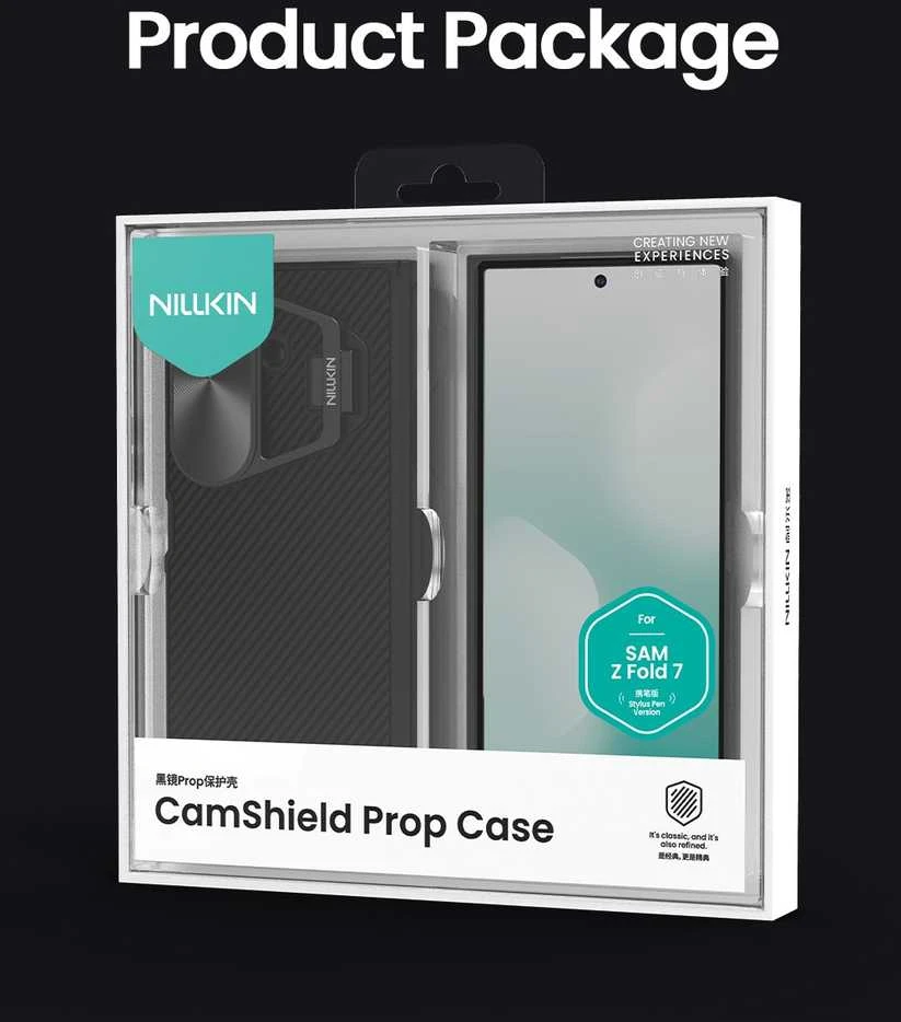 Nillkin CamShield Prop Pen Slot dėklas skirtas Samsung Galaxy Z Fold 7 juodos spalvos