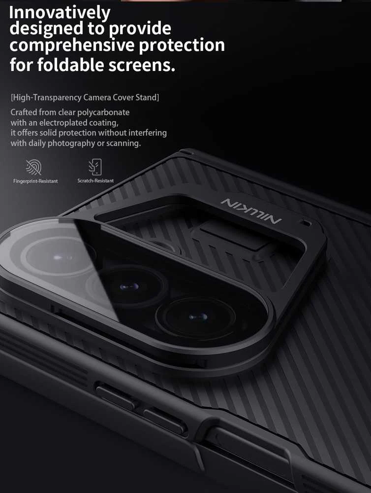 Nillkin CamShield Prop (skaidrus Lens) dėklas skirtas Samsung Galaxy Z Fold 7 juodos spalvos