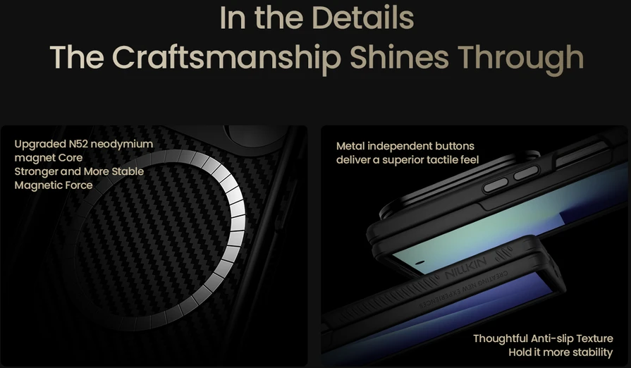 Nillkin CarboProp Aramid Magnetic dėklas skirtas Samsung Galaxy Z Fold 8 Ultra juodos spalvos